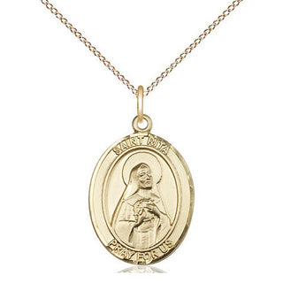 14kt Gold Saint Rita of Cascia Medal Engraved Catholic Saint Jewelry