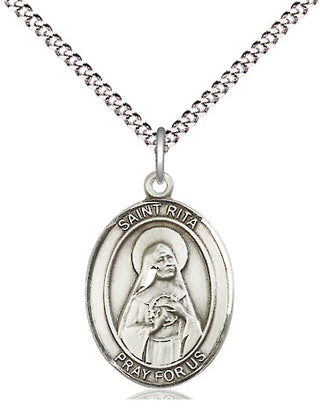 Pewter Saint Rita of Cascia Medal Religious Jewelry Engraved Catholic Saint Jewelry