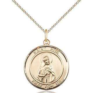 14kt Gold Filled Saint Rita of Cascia Medal Religious Jewelry Engraved Catholic Saint Jewelry