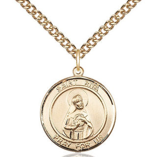 14kt Gold Filled Saint Rita of Cascia Medal Religious Jewelry Engraved Catholic Saint Jewelry