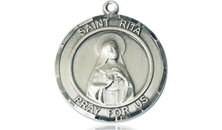 Pewter Saint Rita of Cascia Medal Engraved Catholic Saint Jewelry