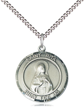 Pewter Saint Rita of Cascia Medal Religious Jewelry Engraved Catholic Saint Jewelry