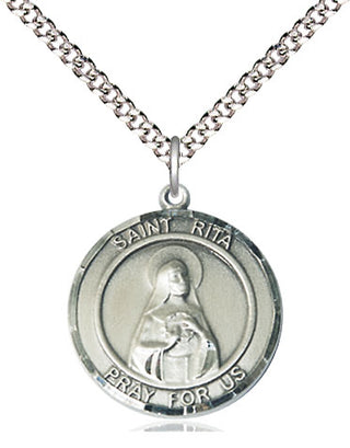 Pewter Saint Rita of Cascia Medal Religious Jewelry Engraved Catholic Saint Jewelry