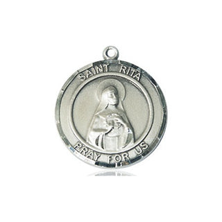 Sterling Silver Saint Rita of Cascia Medal Religious Jewelry Engraved Catholic Saint Jewelry