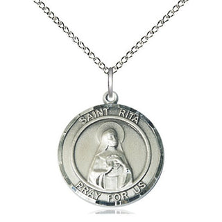 Sterling Silver Saint Rita of Cascia Medal Religious Jewelry Engraved Catholic Saint Jewelry