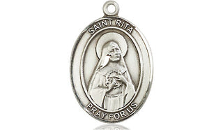 Sterling Silver Saint Rita of Cascia Medal Religious Jewelry Engraved Catholic Saint Jewelry