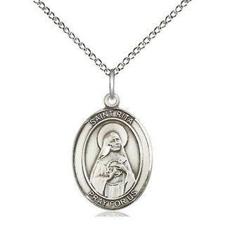 Sterling Silver Saint Rita of Cascia Medal Religious Jewelry Engraved Catholic Saint Jewelry