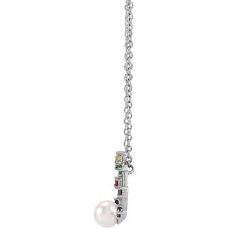 Platinum Akoya Cultured Pearl Hold You Forever Rainbow Baby 18" Necklace 
