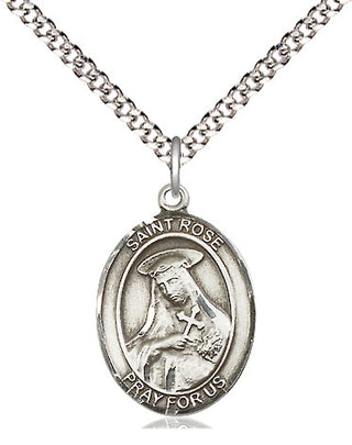 Pewter Saint Rose of Lima Medal Religious Jewelry Engraved Catholic Saint Jewelry