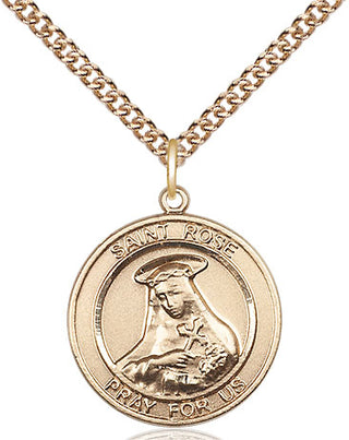 14kt Gold Filled Saint Rose of Lima Medal Religious Jewelry Engraved Catholic Saint Jewelry