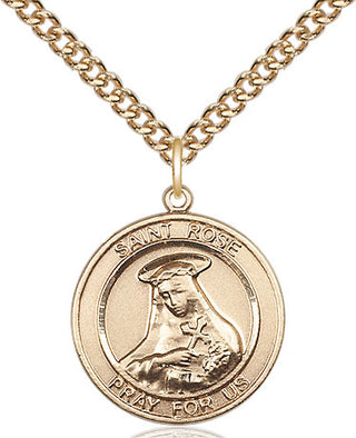 14kt Gold Filled Saint Rose of Lima Medal Religious Jewelry Engraved Catholic Saint Jewelry