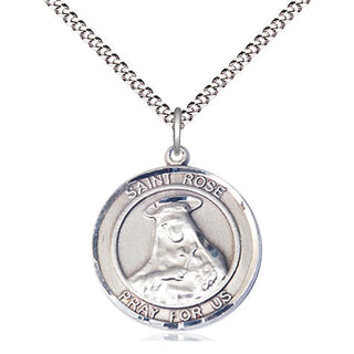Pewter Saint Rose of Lima Medal Religious Jewelry Engraved Catholic Saint Jewelry
