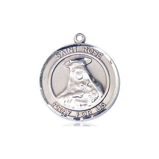 Sterling Silver Saint Rose of Lima Medal Religious Jewelry Engraved Catholic Saint Jewelry