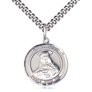 Sterling Silver Saint Rose of Lima Medal Religious Jewelry Engraved Catholic Saint Jewelry