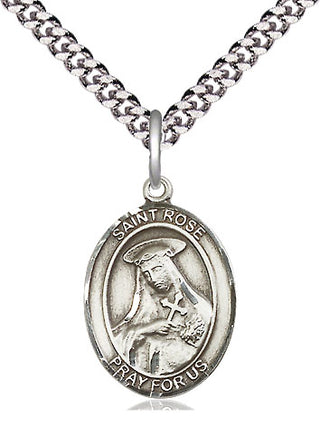Sterling Silver Saint Rose of Lima Medal Religious Jewelry Engraved Catholic Saint Jewelry