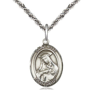 Sterling Silver Saint Rose of Lima Medal Religious Jewelry Engraved Catholic Saint Jewelry
