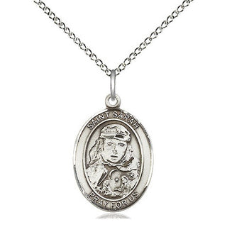 Sterling Silver Saint Sarah Medal Religious Jewelry Engraved Catholic Saint Jewelry