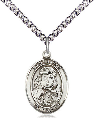 Sterling Silver Saint Sarah Medal Religious Jewelry Engraved Catholic Saint Jewelry