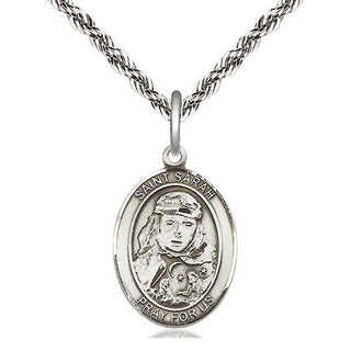 Sterling Silver Saint Sarah Medal Religious Jewelry Engraved Catholic Saint Jewelry