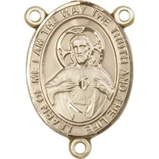 14kt Gold Filled Scapular Rosary Center Rosary Center Engraved Catholic Saint Jewelry