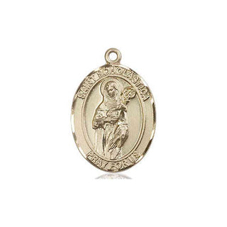 14kt Gold Saint Scholastica Medal Engraved Catholic Saint Jewelry