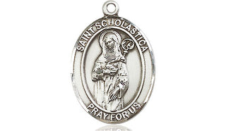 Sterling Silver Saint Scholastica Medal Religious Jewelry Engraved Catholic Saint Jewelry