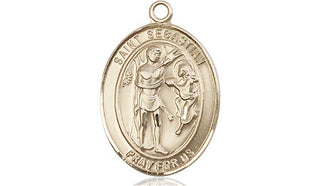 14kt Gold Filled Saint Sebastian Medal Engraved Catholic Saint Jewelry
