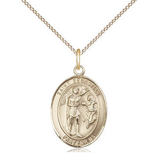 14kt Gold Filled Saint Sebastian Medal Religious Jewelry Engraved Catholic Saint Jewelry