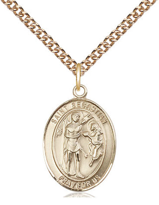 14kt Gold Filled Saint Sebastian Medal Religious Jewelry Engraved Catholic Saint Jewelry