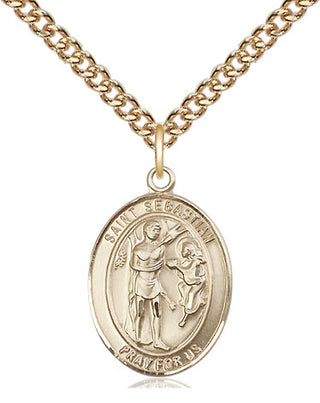 14kt Gold Filled Saint Sebastian Medal Religious Jewelry Engraved Catholic Saint Jewelry