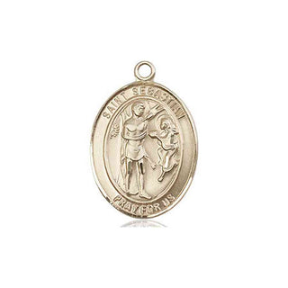 14kt Gold Saint Sebastian Medal Engraved Catholic Saint Jewelry