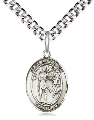 Pewter Saint Sebastian Medal Religious Jewelry Engraved Catholic Saint Jewelry