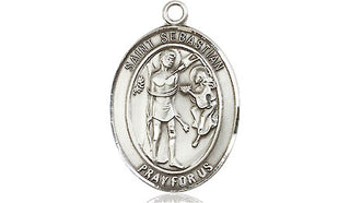 Pewter Saint Sebastian Medal Engraved Catholic Saint Jewelry