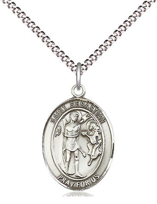 Sterling Silver Saint Sebastian Medal Religious Jewelry Engraved Catholic Saint Jewelry