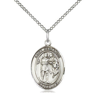 Sterling Silver Saint Sebastian Medal Religious Jewelry Engraved Catholic Saint Jewelry