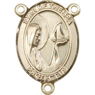 14kt Gold Filled Our Lady Star of the Sea Rosary Center Rosary Center Engraved Catholic Saint Jewelry