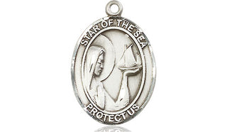 Sterling Silver Our Lady Star of the Sea Medal Religious Jewelry Engraved Catholic Saint Jewelry
