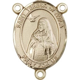 14kt Gold Filled Saint Teresa of Avila Rosary Center Rosary Center Engraved Catholic Saint Jewelry