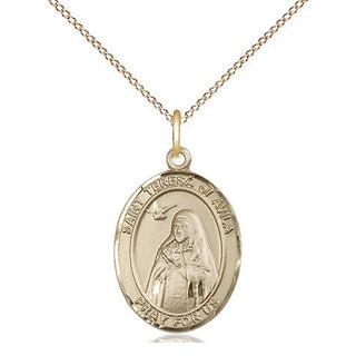 14kt Gold Filled Saint Teresa of Avila Medal Religious Jewelry Engraved Catholic Saint Jewelry