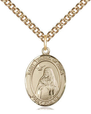 14kt Gold Filled Saint Teresa of Avila Medal Religious Jewelry Engraved Catholic Saint Jewelry
