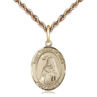 14kt Gold Filled Saint Teresa of Avila Medal Religious Jewelry Engraved Catholic Saint Jewelry