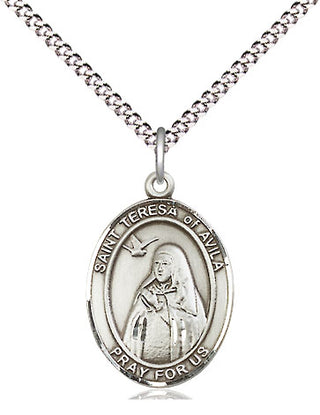 Sterling Silver Saint Teresa of Avila Medal Religious Jewelry Engraved Catholic Saint Jewelry