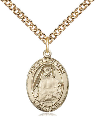 14kt Gold Saint Edith Stein Medal Engraved Catholic Saint Jewelry