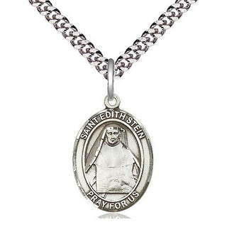 Pewter Saint Edith Stein Medal Religious Jewelry Engraved Catholic Saint Jewelry