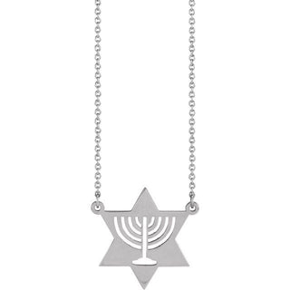 Platinum Menorah Star 18" Necklace