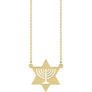 14K Yellow Menorah Star 16" Necklace