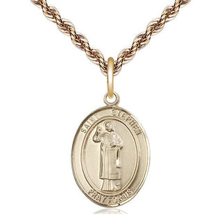 14kt Gold Filled Saint Stephen the Martyr Medal Religious Jewelry Engraved Catholic Saint Jewelry