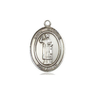 Pewter Saint Stephen the Martyr Medal Engraved Catholic Saint Jewelry