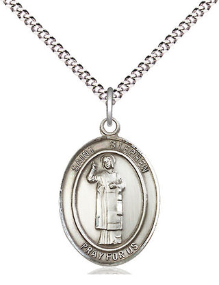 Sterling Silver Saint Stephen the Martyr Medal Religious Jewelry Engraved Catholic Saint Jewelry
