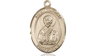 14kt Gold Filled Saint Timothy Medal Engraved Catholic Saint Jewelry